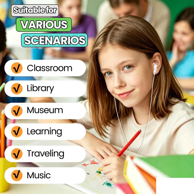Alt view image 5 of 7 - Bulk Earbuds Headphones 50 Pack, Wholesale Disposable Earphones for Schools Classroom Students Kids Children (White)
