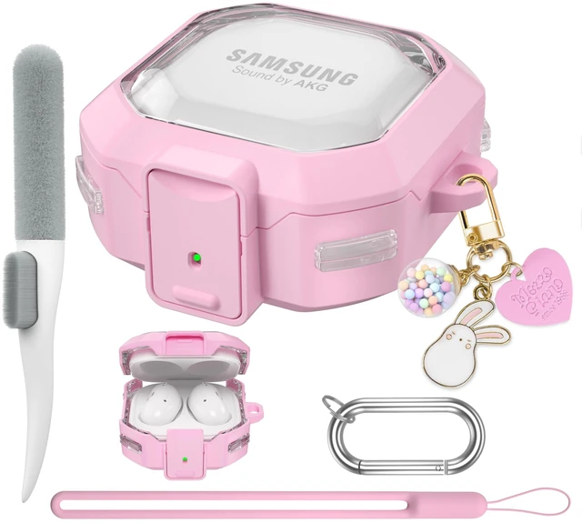 Main image of Galaxy Buds Pro 2 Case - Compatible with Samsung Galaxy Buds 2 Pro, Live, 2 & FE; Transparent Protective Case with Keychain (Anti-Drop Lock), Pink