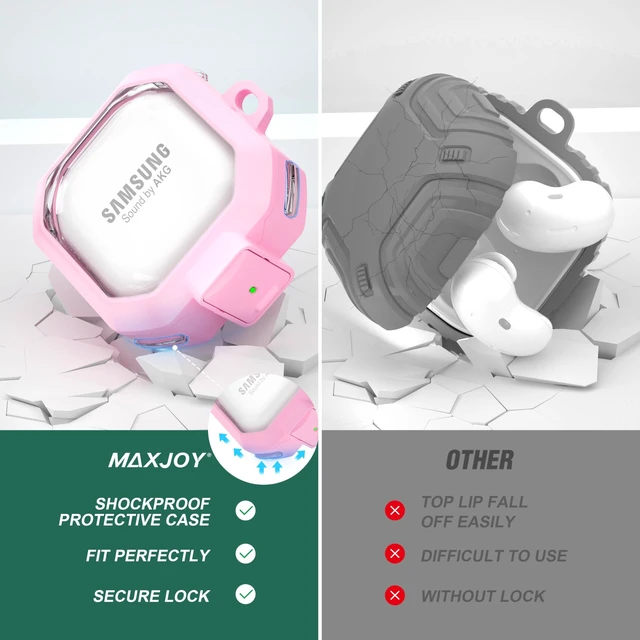Alt view image 4 of 7 - Galaxy Buds Pro 2 Case - Compatible with Samsung Galaxy Buds 2 Pro, Live, 2 & FE; Transparent Protective Case with Keychain (Anti-Drop Lock), Pink