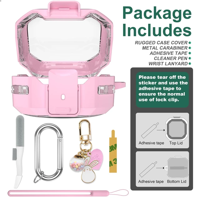 Alt view image 6 of 7 - Galaxy Buds Pro 2 Case - Compatible with Samsung Galaxy Buds 2 Pro, Live, 2 & FE; Transparent Protective Case with Keychain (Anti-Drop Lock), Pink