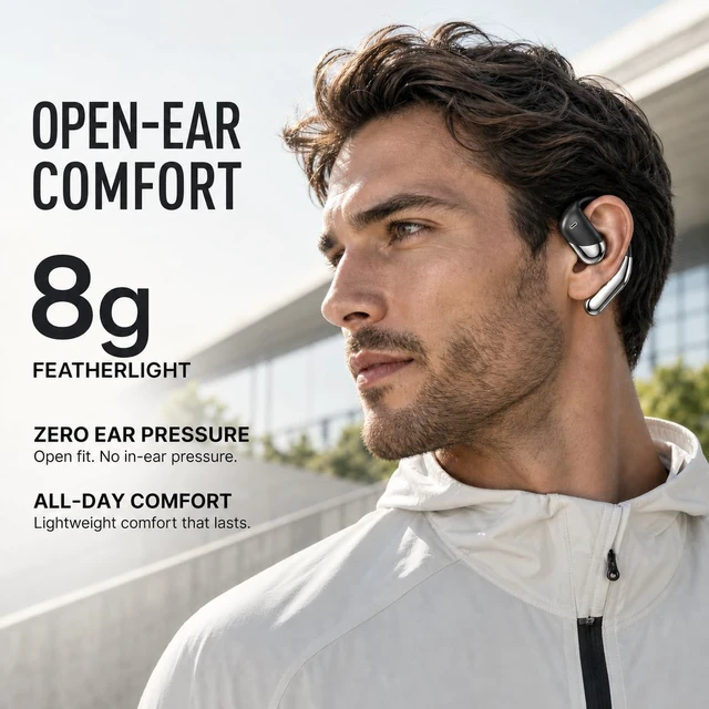 Alt view image 2 of 7 - Open Ear Headphones with Earhooks 80H Battery IPX7 Waterproof