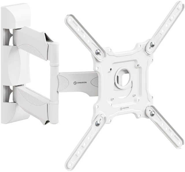Main image of Full Motion TV Wall Mount 32-65", 77 lbs, max VESA 400x400, White Articulating TV mount with 180° swivel, tilt, extension arm, cable management, single stud bracket; for corner, home & office