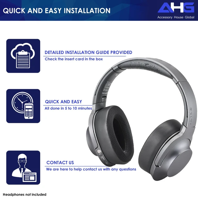 Alt view image 5 of 6 - Cool Gel Replacement WH-H900N Ear Pads/MDR-100ABN Ear Cushions. Compatible with Sony WH-H900N & MDR-100ABN Headphones (Black). Cooling Gel Easy DIY Fit Extra Thick