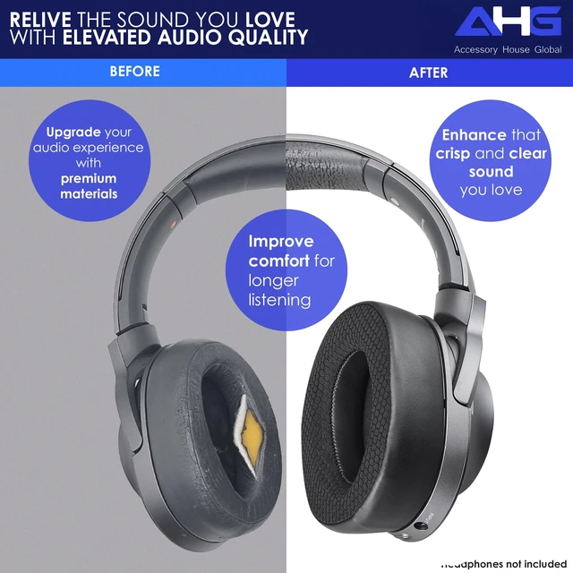 Alt view image 4 of 6 - Cool Gel Replacement WH-H900N Ear Pads/MDR-100ABN Ear Cushions. Compatible with Sony WH-H900N & MDR-100ABN Headphones (Black). Cooling Gel Easy DIY Fit Extra Thick