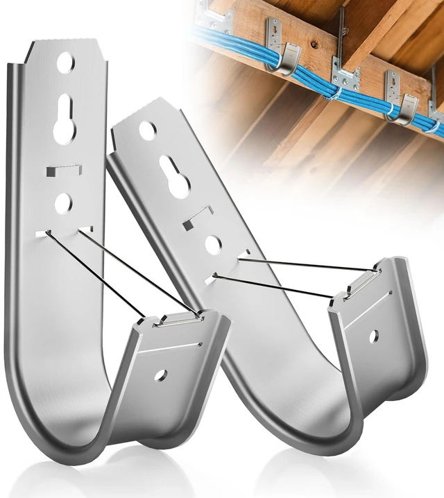 Main image of 40 Pack J Cable Hook with Retainer Clip,2" J-Hook for Hanging Cable & Wire Heavy Duty Wall Mount J-Hooks,Cable Hooks for Structured Cabling and Cable Management