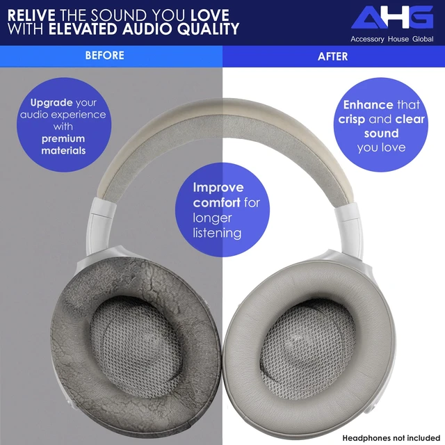 Alt view image 3 of 7 - Premium Bathys Ear Pads Cushions Compatible with Focal bathys Headphones (Dune). Premium PU Leather FlexiSoft High-Density Foam Revive Noise Cancelling + Durability