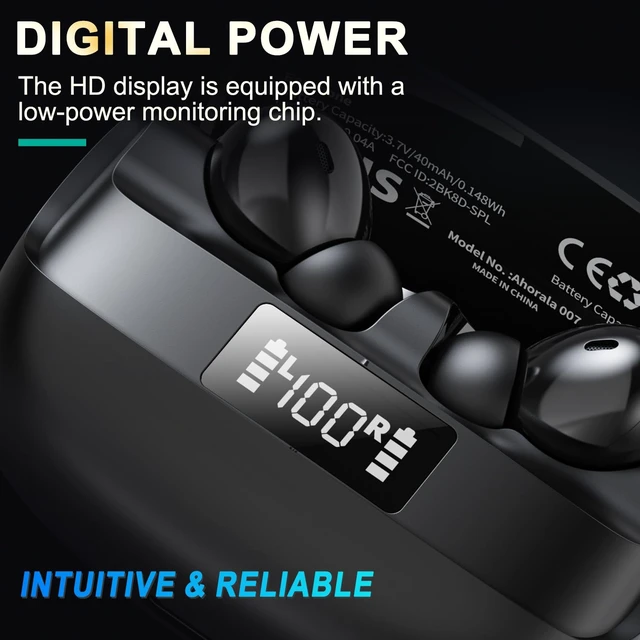 Alt view image 5 of 7 - Wireless Noise Cancelling EarbudsBluetooth 5.4 Earbuds Big Bass Stereo Sound4 Mic ENC AI Clear Calls.40H Playtime LED DisplayIPX5 Waterproof EarphonesFlip Design Earphones