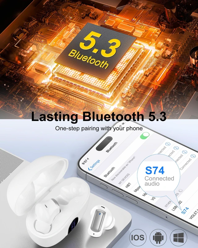 Alt view image 2 of 7 - Pixel Earbuds Wireless Bluetooth Buds for Google 11 Pro Fold/10 Pro XL/10a Noise Cancelling Wireless Ear Buds in-Ear HiFi Stereo Mic Headphones Ear Phones Wireless Earphones EarPods Air Pods for Sport