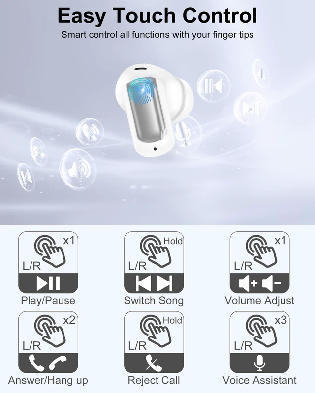 Alt view image 3 of 7 - Pixel Earbuds Wireless Bluetooth Buds for Google 11 Pro Fold/10 Pro XL/10a Noise Cancelling Wireless Ear Buds in-Ear HiFi Stereo Mic Headphones Ear Phones Wireless Earphones EarPods Air Pods for Sport