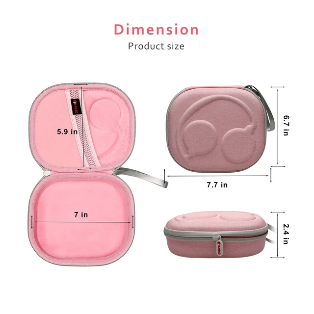 Alt view image 4 of 7 - Hard Case for Bose QuietComfort, QC Ultra, QC 45, QC 35, QC45 SE, QC SE or Skullcandy Crusher Evo, Hesh ANC, Hesh Evo, Crusher ANC 2, Crusher, Riff 2 Noise HeadphonesOuter Pink +Inner Pink