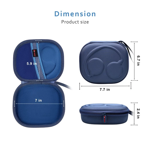 Alt view image 7 of 7 - Hard Case for Bose QuietComfort, QC Ultra, QC 45, QC 35, QC45 SE, QC SE or Skullcandy Crusher Evo, Hesh ANC, Hesh Evo, Crusher ANC 2, Crusher, Riff 2 Noise HeadphonesOuter Blue+Inner Blue