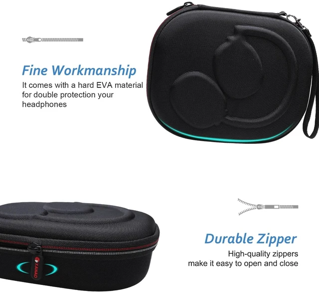 Alt view image 2 of 7 - Hard Case for Bose QuietComfort, QC Ultra, QC 45, QC 35, QC45 SE, QC SE Wireless Noise Cancelling Headphones, Soundcore H30i On-Ear HeadphonesOuter Black+Inner Blue