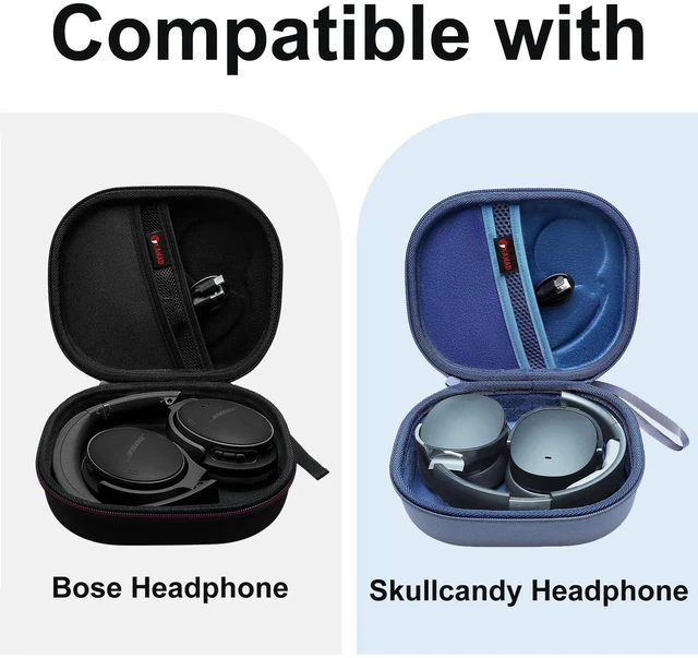 Alt view image 3 of 7 - Hard Case for Bose QuietComfort, QC Ultra, QC 45, QC 35, QC45 SE, QC SE Wireless Noise Cancelling Headphones, Soundcore H30i On-Ear HeadphonesOuter Black+Inner Blue