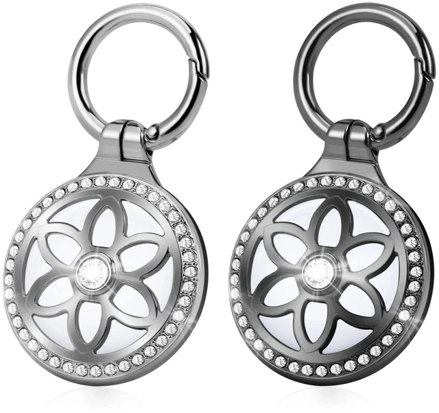 Main image of Airtag Holder, Metal Badge Rhinestone Airtag Keychain, Diamonds Shine Air Tag Holder Keychain for Apple Airtag