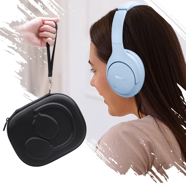 Alt view image 7 of 7 - Hard Case for Bose QuietComfort, QC Ultra, QC 45, QC 35, QC45 SE, QC SE Wireless Noise Cancelling Headphones, Soundcore H30i On-Ear HeadphonesOuter Black+Inner Blue