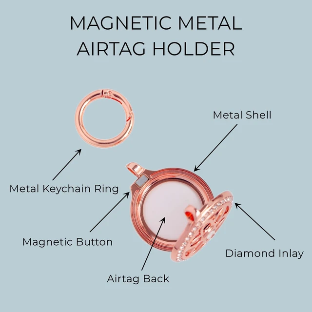 Alt view image 7 of 7 - Airtag Holder, Metal Badge Rhinestone Airtag Keychain, Diamonds Shine Air Tag Holder Keychain for Apple Airtag