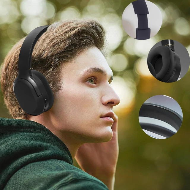 Alt view image 4 of 6 - Wireless Noise Cancelling Headphones, Black for Travel,Home,Office Comfortable Protein Ear Pads, Built-in Mic,30H Playtime,Bluetooth 5.3,Deep Bass Lightweight Active Noise Cancelling Headset