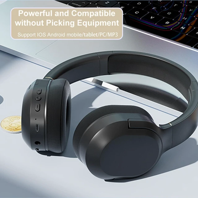 Alt view image 5 of 6 - Wireless Noise Cancelling Headphones, Black for Travel,Home,Office Comfortable Protein Ear Pads, Built-in Mic,30H Playtime,Bluetooth 5.3,Deep Bass Lightweight Active Noise Cancelling Headset
