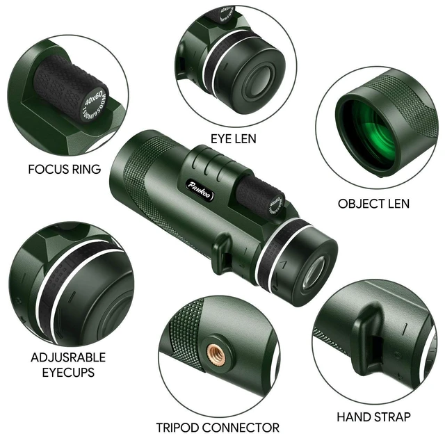 Alt view image 2 of 6 - 40x60 HD High Power Adult Monocular with Tripod and Smartphone Adapter - Ideal for Birdwatching, Hiking, Traveling Concerts - BAK4 Prism, Clear Colors, Durable and Portable