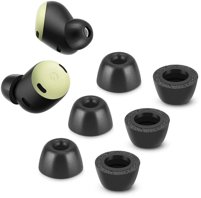 Main image of Memory Foam Tips for Google Pixel Buds Pro 1/2, Anti-Slip Replacement Ear Tips for Google True Wireless EarphonesFit in The Charging Case, Perfect Noise Cancellation, 3 Pairs (Small, Black)