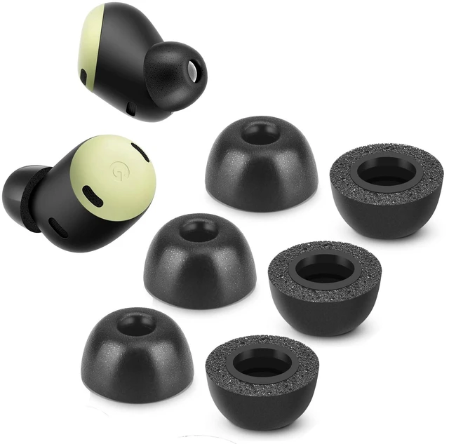 Main image of Memory Foam Tips for Google Pixel Buds Pro, Anti-Slip Replacement Ear Tips for Google True Wireless EarphonesFit in The Charging Case, Perfect Noise Cancellation, 3 Pairs (Large, Black)