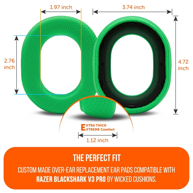 Alt view image 5 of 7 - Freeze Blackshark V3 Pro - Cooling Gel Earpads for BlackShark V3 Pro Made by Wicked Cushions Enhanced Comfort, Cooling Gel Technology, Extra Thick Neon Green