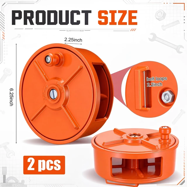 Alt view image 2 of 6 - 2 Set 6.25" Aluminum Rebar Tie Wire Reel Coil Holder Wheel, Orange Lightweight and Durable Tie Wire Dispenser, for Left or Right Hand Use, for Electricians, Ironworker, Construction Workers