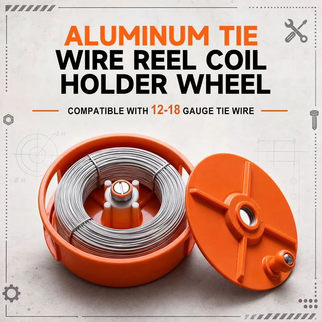 Alt view image 4 of 6 - 2 Set 6.25" Aluminum Rebar Tie Wire Reel Coil Holder Wheel, Orange Lightweight and Durable Tie Wire Dispenser, for Left or Right Hand Use, for Electricians, Ironworker, Construction Workers