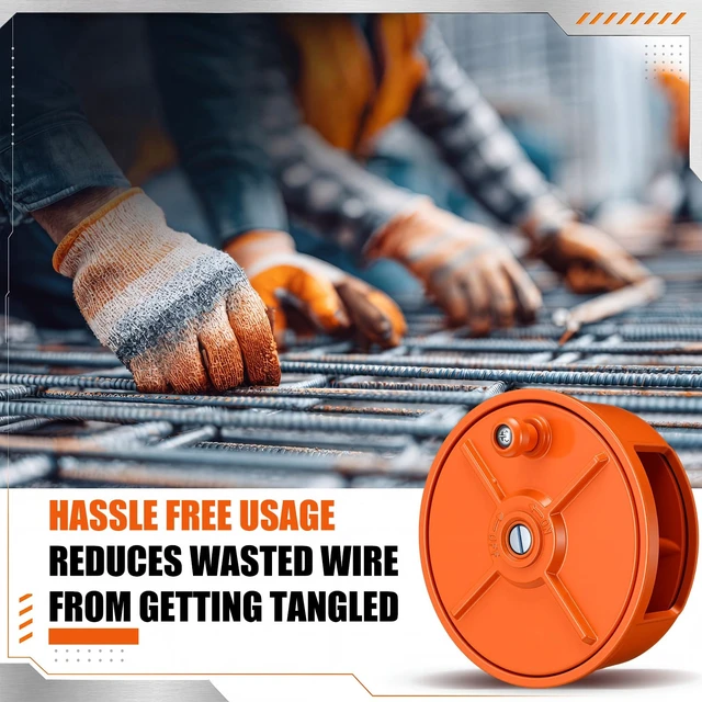 Alt view image 5 of 6 - 2 Set 6.25" Aluminum Rebar Tie Wire Reel Coil Holder Wheel, Orange Lightweight and Durable Tie Wire Dispenser, for Left or Right Hand Use, for Electricians, Ironworker, Construction Workers
