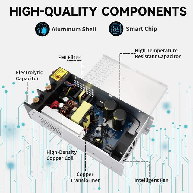 Alt view image 6 of 7 - 110V AC to 12V DC Converter 100A 1200W Power Supply New Version Converter 12V 100A Power Supply 1200W for 12V Motor Pump CCTV Security Camera Car Stereo 3D Printer