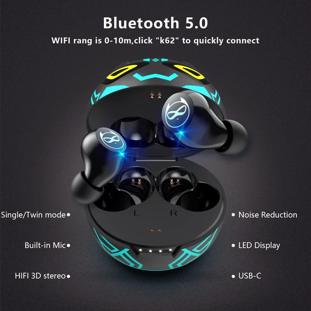 Alt view image 2 of 7 - Gaming Earbuds Kids Bluetooth Earbud 5.3 in-Ear Headphones with Mic 36H Playtime IPX6 Waterproof Touch Control HiFi Stereo LED Display Kids Wireless Ear Buds