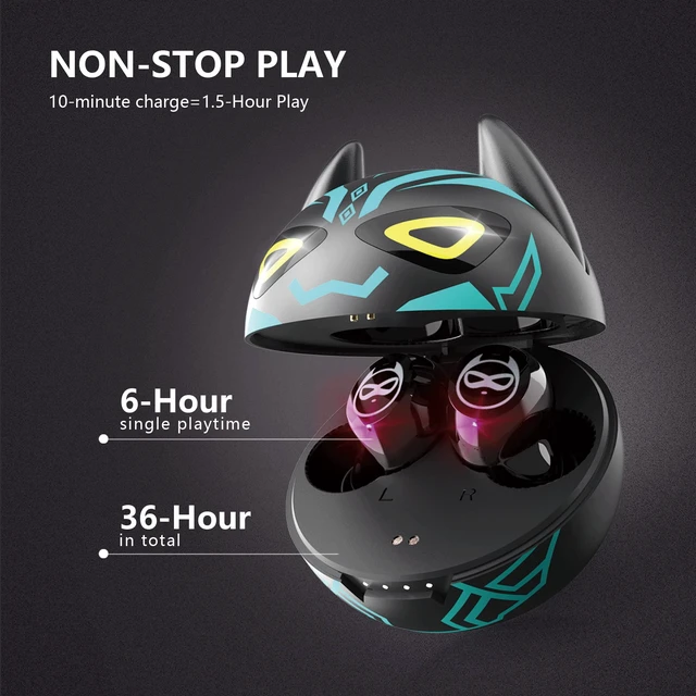 Alt view image 3 of 7 - Gaming Earbuds Kids Bluetooth Earbud 5.3 in-Ear Headphones with Mic 36H Playtime IPX6 Waterproof Touch Control HiFi Stereo LED Display Kids Wireless Ear Buds
