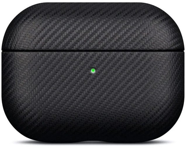 Main image of Case for AirPods Pro 2 - Carbon Fiber Style PU Leather - Black Handmade Protective Hard Shell Cover - Vegan Leather & PC Dual Layer Protection - AirPods Pro 2nd Generation Case Cover