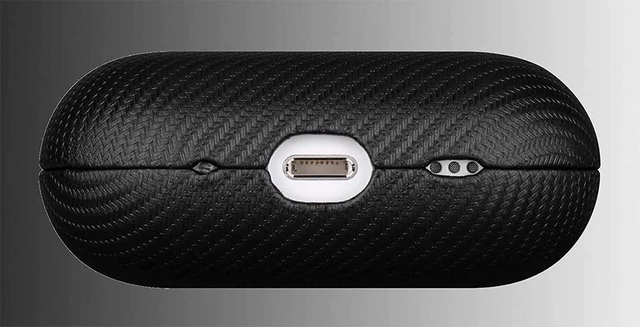 Alt view image 3 of 7 - Case for AirPods Pro 2 - Carbon Fiber Style PU Leather - Black Handmade Protective Hard Shell Cover - Vegan Leather & PC Dual Layer Protection - AirPods Pro 2nd Generation Case Cover