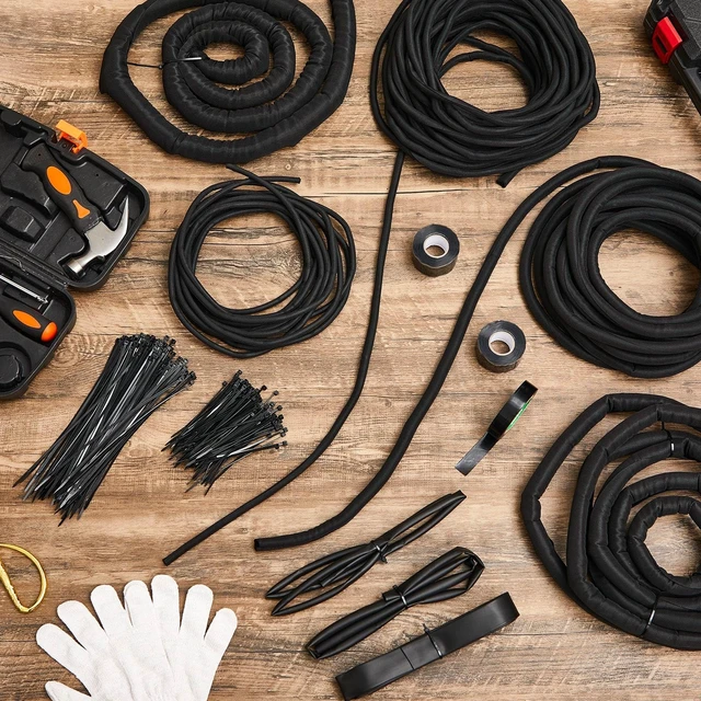 Alt view image 7 of 7 - Wire Loom Sleeve Kit, Split Sleeving with Heat Shrink, Tape & Ties Complete Vehicle Hose Protection, Multiple Sizes, Ideal for Automotive, Electronics and DIY