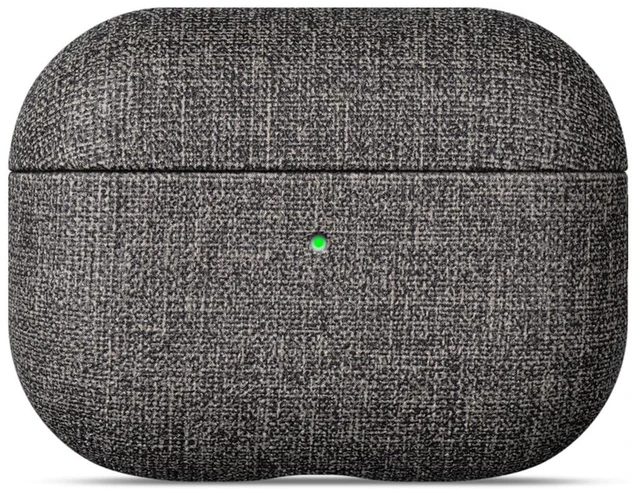 Main image of Case for AirPods Pro 2 - Canvas Style PU Leather - Gray Handmade Protective Hard Shell Cover - Vegan Leather & PC Dual Layer Protection - AirPods Pro 2nd Generation Case Cover