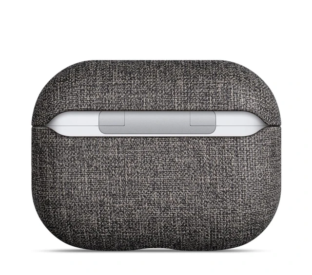 Alt view image 7 of 7 - Case for AirPods Pro 2 - Canvas Style PU Leather - Gray Handmade Protective Hard Shell Cover - Vegan Leather & PC Dual Layer Protection - AirPods Pro 2nd Generation Case Cover