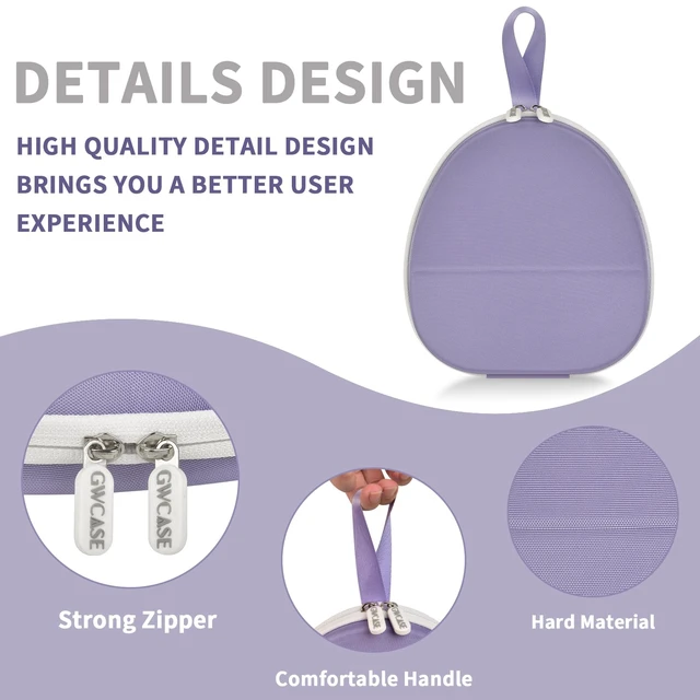 Alt view image 4 of 7 - Universal Headphone Case with Secure Strap and Cable Pocket, Purple Fits Most Foldable Over-Ear Headphones, 7.87 x 6.8 x 0.9 in Interior, for Students, Commuters and Music Fans, Case Only