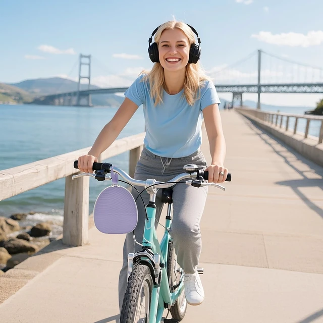 Alt view image 7 of 7 - Universal Headphone Case with Secure Strap and Cable Pocket, Purple Fits Most Foldable Over-Ear Headphones, 7.87 x 6.8 x 0.9 in Interior, for Students, Commuters and Music Fans, Case Only