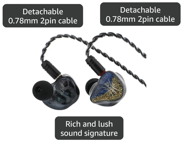 Alt view image 3 of 7 - Kiwi Ears Forteza in Ear Monitor, 1BA + 2DD HiFi Wired Earbuds IEMs for Gaming, Three-way Passive Crossover, with Detachable 0.78mm 2Pin IEM Cable for Musicians Audiophiles, Black