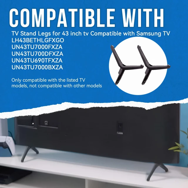 Alt view image 2 of 7 - TV Stand Legs,Left BN96-50854A,Right BN96-50855A,Only for 43inTV Fit for Samsung TV UN43TU7000F,UN43TU700DF, BE43T with 43in TV,Sufficient Load Capacity,Easy Plug-and-Play Installation