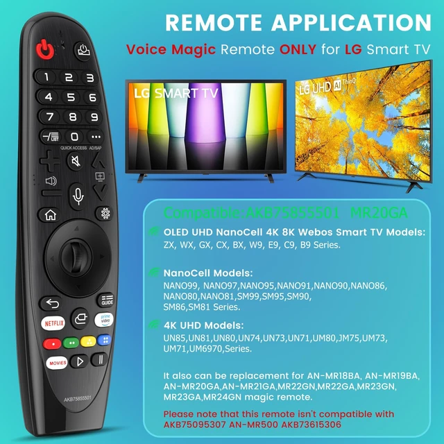 Alt view image 2 of 7 - Voice Magic Remote for LG TV Remote Control, Replacement for Magic LG TV Remote AKB75855501 MR20GA AN-MR20GA MR19BA MR21 MR22 MR23 MR24 GA GN GC MR18BA MR650A, with Voice & Pointer Function