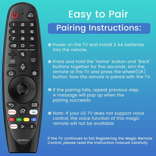 Alt view image 4 of 7 - Voice Magic Remote for LG TV Remote Control, Replacement for Magic LG TV Remote AKB75855501 MR20GA AN-MR20GA MR19BA MR21 MR22 MR23 MR24 GA GN GC MR18BA MR650A, with Voice & Pointer Function
