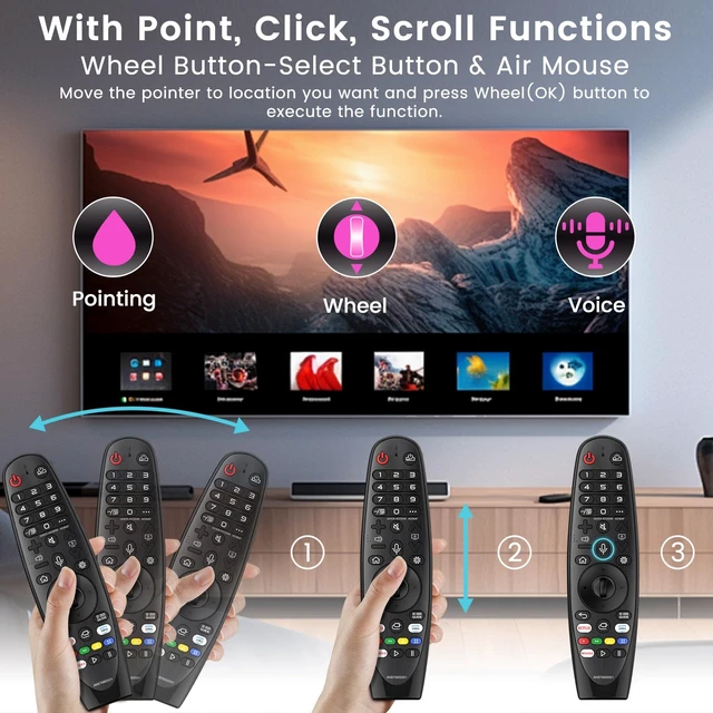 Alt view image 6 of 7 - Voice Magic Remote for LG TV Remote Control, Replacement for Magic LG TV Remote AKB75855501 MR20GA AN-MR20GA MR19BA MR21 MR22 MR23 MR24 GA GN GC MR18BA MR650A, with Voice & Pointer Function