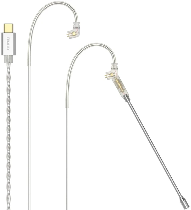 Main image of USB Type C 2-Pin 0.78mm IEM Cable with Microphone, Silver Plated OFC Wires Replacement Cable with Detachable Boom MIC for Wan'er S.G, ZS10 Pro, ZS10 Pro X, ZSN PRO, ZSX, 4 Feet