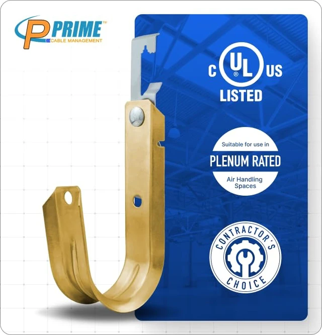 Alt view image 3 of 7 - Heavy Duty Metal Cable Support Batwing J-Hook Hangers with Bat Wing Clip for Ceiling Wire & Threaded Rod for Cable Management