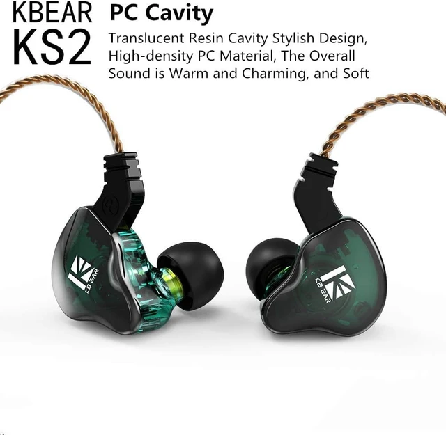 Alt view image 3 of 7 - KBEAR KS2 iem, in Ear Monitor Headphones Hybrid 1BA 1DD Wired Earbuds Stereo Bass HiFi IEM Earphone Noise Cancelling High Resolution with Detachable Cable for Running Gaming Sport(without mic, Black)