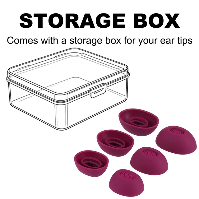 Alt view image 5 of 5 - Replacement Ear Tips for Bose QuietComfort Ultra Earbuds 1/2nd Gen Soft Silicone Eartips with Portable Storage Box (3 Pairs, Deep Plum, S/M/L)