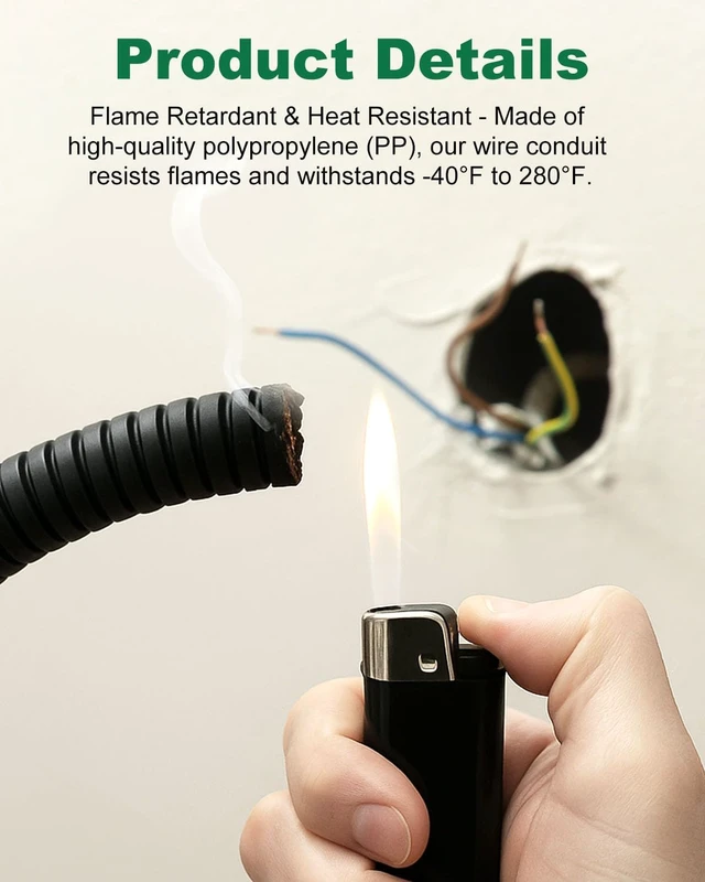 Alt view image 3 of 6 - 60FT Split Wire Loom, 4pcs Flame Retardant PP Cable Sleeve Management Heat & Abrasion Resistant, Flexible Split Design, Durable Cable Protection, Automotive & Home Use, Long Lasting Protection