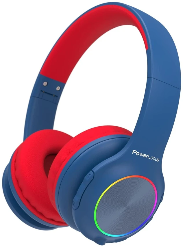 Main image of Kids Bluetooth Headphones, LED Lights, with Fabric Carry Case Over Ear Kids Wireless Headphones, 74/85/94dB Safe Volume, Micro SD, Wired Mode, HD Stereo, Built-in Mic for Travel/Tablet/PC